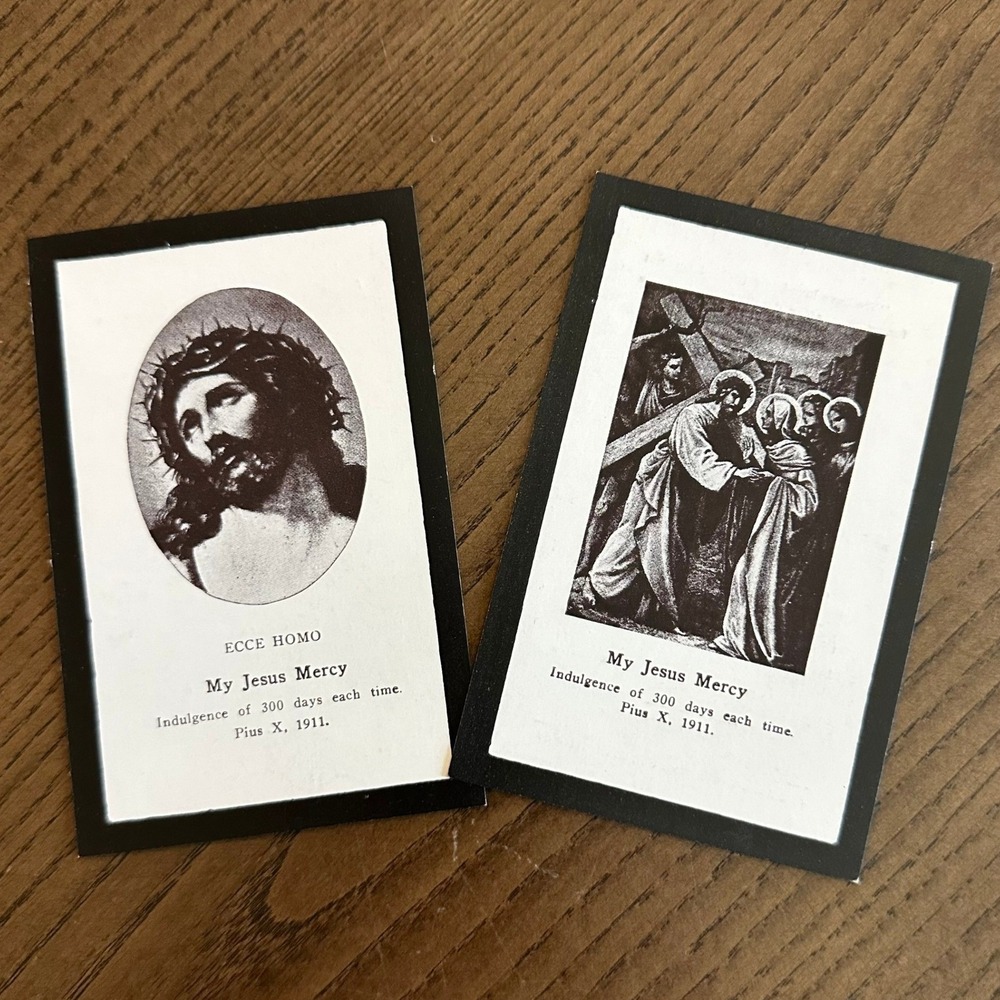 Vintage 1953 Catholic Prayer Funeral Cards Ephemera Set of 2